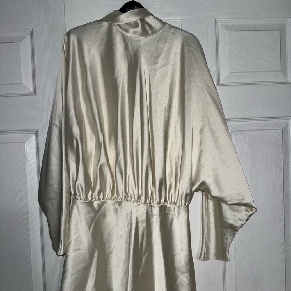 Zara Satin Cream Kimono-Style Mini Dress